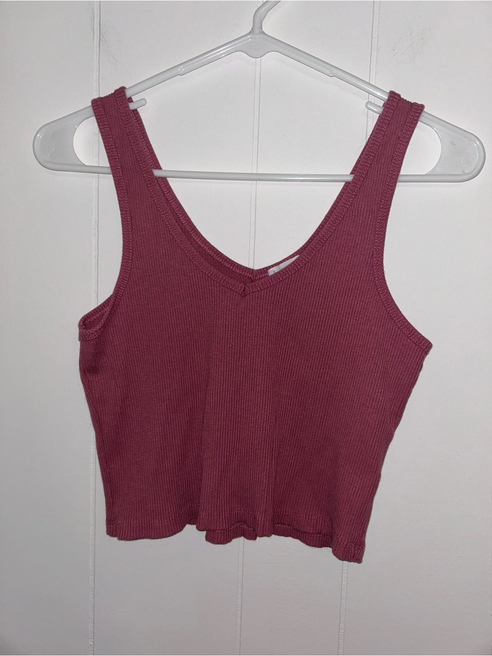 Cotton On Ribbed V-Neck Crop Tank - Mauve like new